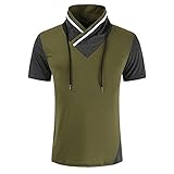 Hoodie Herren Sommer Persönlichkeit Spleißen Knopfleiste Herren Kurzarm Modern Basic Slim Fit Stretch Herren Shirt Outdoor Casual Sport Herren L