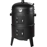 TecTake 3in1 BBQ Holzkohlegrill Barbecue Smoker Räuchertonne Räuchergrill mit Thermometer - Diverse Modelle- (3 in 1 Räuchertonne)