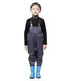 TTOOY wasserdichte Gummistiefel für Jungen und Mädchen, Outdoor Wathose PVC Angelhose für Kinder, leichte und atmungsaktive Hüftwattagen fü
