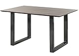 MASSIVMOEBEL24.DE Esstisch Akazie 140x90 braun lackiert/U-Beine Anth. glänz Swiss Edg