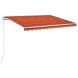 vidaXL Gelenkarmmarkise Einziehbar mit LED Markise Sonnenmarkise Balkonmarkise Sonnenschutz Sichtschutz Fenster Terrasse Garten 300x250cm Orange B