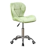 Samt Schreibtischstuhl Grün Bürostuhl Ohne Armlehne Arbeitsstuhl Drehstuhl Computerstuhl Office Chair Höhenverstellbar (Grün)