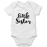 Shirtracer Geschwister Bruder und Schwester - Little Sister - schwarz - 12/18 Monate - Weiß - Fun - BZ10 - Baby Body Kurzarm für Jungen und M