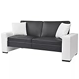 SANON Schlafsofa mit Armlehnen InnenmöBel-Set Sofas & Couches PVC Schwarz Verstellbar Wohnzimmersofa Aus Kunstleder Sofas & Couches WohnzimmermöB