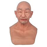 ZWSM William Old Man Silikonmaske, realistische männliche Gesicht voller Headwear für Crossdresser Cosplay Halloween,Color1,B