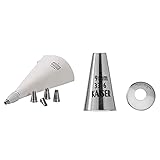Kaiser La Forme Plus Spritzbeutel Set 7-teilig, wiederverwendbarer Spritzbeutel groß mit Tüllen, Adapter, 5 Spritztüllen, Kochfest & 9 mm, Spritztülle, Edelstahl rostfrei,