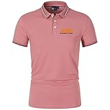 Woakzhe Polo T-Shirt Einfarbig K-T_M Männer/Frauen Baumwollrevers Beiläufige Taste Klassisch Lässig Tee Top (Pink,M)
