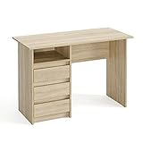 KOMTO Schreibtisch mit Schubladen - Bürotisch Computertisch Klein Arbeitstisch Büro PC-Tisch Kinderschreibtisch mit Stauraum | Moderner Schreibtisch Sonoma Eiche | Oslo 110 x 50 x 74