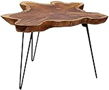 Brillibrum Design Couchtisch Teak Holz Metall einzigartige Teakholz Tischplatte massiv Teakholz Klapptisch platzsparend Wohnzimmertisch Teak Beistelltisch klappbar 45cm Hö
