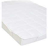 Amazon Basics - Weiche Matratzenauflage mit Mikrofaser-Polyester-Füllung und Riemen, 90 x 200 cm, Weiß