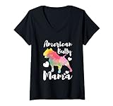 Damen American Bully Mama | Bulldog Inhaberin Mama T-Shirt mit V