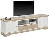 ADHW Fernsehschrank Holz TV Schrank Lowboard Fernsehschrank 160 cm weiß/Eiche Wohnzimmer L