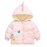 MRULIC Jungen MäDchen Mantel Winterjacke Kapuzenjacke Cartoon Dinosaurier Verdicken Kapuzenpullover Sweatshirt Outwear Jacke Warme Kapuzen Coat Kinderkleidung Geburtstag Geschenk(Rosa,90)