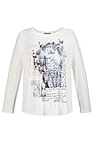 GINA LAURA Damen T-Shirt, Rundhals, Langarm, Print, Metallic-Effekt schneeweiß L 803557200-L