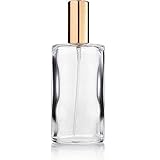 Fantasia Parfum Flakon leer 100ml mit Zerstäuberpumpe, ovale Klarglas Flasche zum selber Befüllen, mit Parfum Zerstäuber und Kappe in Gold, nachfüllbar für 100