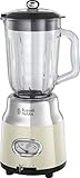 Russell Hobbs Glas-Standmixer Retro creme, Retro-Anzeige,20.000 U/min,1.1 PS-Motor, Impulse-/Ice-Crush-Funktion, 1.5l Glasbehälter, Edelstahl, Mixer,elektrischer Zerkleinerer,Smoothie-Maker 25192-56