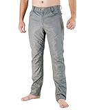 Bockle® Fitting You Gray Lederhose Herren Leder Jeans Tube Röhre Skinny Slim Fit Herren, Size: 33W / 34L