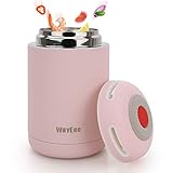 Thermobehälter 460ml Edelstahl Warmhaltebox Speisebehälter BPA freier Isolierbehälter Thermo Gefäß für Babynahrung Speisegefäß für Kinder Erwachsene Brotdose Schule Camping im Freien(Rosa)