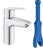GROHE QUICKFIX Start Badarmatur | Einhand-Waschtischbatterie, DN 15 | S-Size | Chrom, mit Montagewerkzeug | 24209002