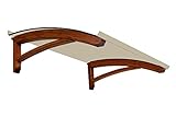 BELLHOUSE COPERTURE hölzern Vordach Modell Legno Onda TECK - TIEFE 90 HÖHE 42 BREITE 150 ZM TRANSPARENT