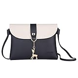 AISPARKY Crossbody Geldbörse Handtasche Kleine für Frauen, Damen Klein Leder Umhängetasche Hirsch Cross body Tasche Bag Handytasche für Women Girls Mädchen (Schwarz-1)