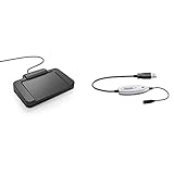 Philips ACC2310 Fußschalter, Fußpedal für Digitale Diktiersysteme von Philips, 3 Pedale, anthrazit & LFH9034 USB Audio Adapter für Kopfhörer oder Lautsprecher mit 3.5 mm, Klinkenstecker, schw