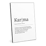 ARTFAVES® Holzbild - Worterklärung / Definition: Karma (WC) | schwarz-weiss Deko Wandbild als Geschenk | Holzschild mit Spruch zum Thema Bad / Badezimmer / WC / Toilette / witzig