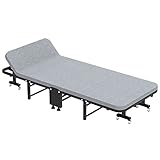 SXHEYUY Klappbares Gästebett mit Verstellbarer Rückenlehne, vierfaches Schwammklappbett, Büroschlafbett, einfaches hartes Bett, geteiltes Begleitbett, Schlafsofa,Width 60