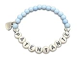 Armband Patentante hellblau Acrylperlen 6 mm - Geschenk Taufe und Frage Patenschaft - Farbe nach Wunsch - Edelsteine möglich - Größe 13 cm für Kinder bis 22 cm- personalisierb