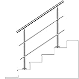 Innentreppen-Handlauf Treppengeländer Handlauf Für 0-4 Schritte Einstellbarer Winkel Edelstahl Handlauf Set für Holz, Beton Level Deck, Treppe, B