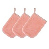 Polyte Hypoallergener und chemikalienfreier Mikrofaser-Vlies-Make-up-Entferner und Gesichtsreinigungstuch-Handschuh, 3er-Pack (12,7 x 17,8 cm, helles Korallenrot)