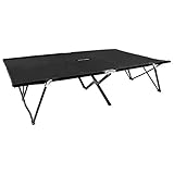 Festnight Klappbare Sonnenliege für 2 Personen Campingbett Relaxliege Feldbett Schwarz Stahl 193 x 125 x 40