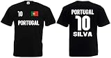 Portugal Silva Herren T-Shirt EM 2020 Trikot Look Style Shirt Schwarz XXL
