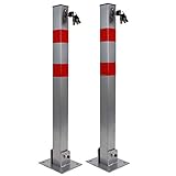 2x TrutzHolm® Absperrpfosten eckig Parkplatzsperre Sperrpfosten klappbar Standfuß Poller Pfosten Signalstreifen Parkplatz Sp