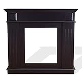 Rebecca Mobili dekorative Kaminumrandung, Schwarz Kaminkonsole, aus Holz, im Modernen Stil, für Wohnzimmer - Maße: 101 x 109 x 26 cm (HxLxB) - RE6368