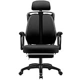 WHOJA Design Bürostuhl Ergonomischer Schreibtischstuhl, Verstellbarer Kopfstütze und Armlehne, Höhenverstellung und Wippfunktion, Bürostuhl bis 150kg/330LB Unisex Entspannen(Size:Komfortabler Stil)