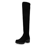 SCARPE VITA Damen Stiefel Overknees Leicht Gefütterte Boots Plateau Vorne 167762 Schwarz 39