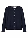 NAME IT Kids Mädchen NKFVIONI LS Knit Card L NOOS Strickjacke, Dark Sapphire, 134-140