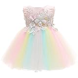 Monimo Baby Mädchen Prinzessin Kleid Taufkleid Festlich Kleid Hochzeit Partykleid Festzug Babybekleidung,Rosa1,20-26 M