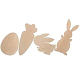 EXCEART Ostereier zum Bemalen Holz Osteranhänger: 4 Stücke Ostern Hase Figuren Holzscheiben Bemalen Unvollendete Holzfiguren Deko Rustikale Holzplatte für DIY Osterdeko Mittelstücke Dek