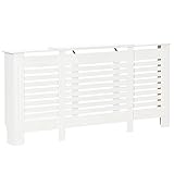 HOMCOM Heizkörperverkleidung Heizkörperabdeckung Heizkörper Radiator Abdeckung Einstellbar MDF Weiß 140-202 x 19 x 82,5