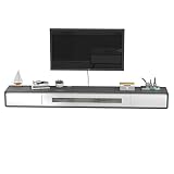 FPIGSHS TV Lowboard, TV-Schrank TV Lowboard Board Hängend aus Eiche mit Kabelloch, 120/140cm Schwimmendes Tv Schrank mit 2 Schubladen, Multimedia Set-Top Box Wandregal Für Wohnzimmer, S