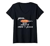 Damen Pizza und Mathe Lustiges Mathematik Geschenk T-Shirt mit V