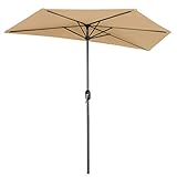 SONGMICS Sonnenschirm, Ø 270 cm, halbrund, Marktschirm, UV-Schutz bis UPF 50+, Gartenschirm, Terrassenschirm, Balkonschirm, ohne Ständer, für Garten, Balkon und Terrasse, taupe GPU31BR