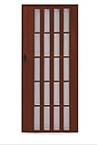 Ondis24 Falttür Ayto, Schiebetür bis 84cm Breite & 205cm Höhe, Sichtfenster Acryl-Glas, Holzstruktur, abschließbar (Nussbaum)