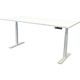 newpo elektrisch höhenverstellbarer Schreibtisch mit Tischplatte | BxT 180 x 80 cm | weiß | Stehtisch Bürotisch Tisch-G