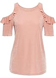 Damen Volant Jerseyshirt mit Cut-Out, 261943 in Vintagerosa 32/34