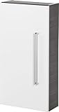 FACKELMANN Hängeschrank Lugano/mit Soft-Close-System/Maße (B x H x T): ca. 35 x 68 x 16 cm/hochwertiger Schrank fürs Bad/Türanschlag Links/Korpus: Grau/Front: Weiß/Breite 35