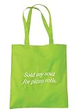 illustratedidentity Sold My Soul For Pizza Rolls Tragetasche, 37,5 x 42 cm, mit langen Griffen, Grün - lindgrün - Größe: Einheitsgröß