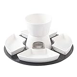 JKLL Keramik Schokofondue Fondue Set Schokoladenfondue Käse Schmelztiegel mit 4 Gabel zum Schmelzen von Käse Karamell Schokolade Süßigkeiten Weiß